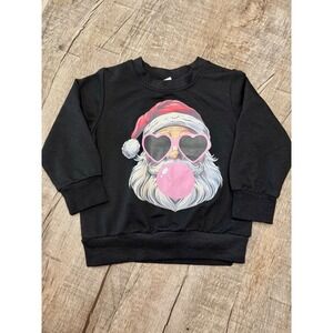 Kids Black Santa Heart Sunglasses Bubblegum Graphic Sweatshirt Size‎ 24M-3T